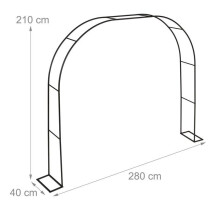 Arco da giardino decorativo in metallo nero 200 x 100 x 50 cm per piante