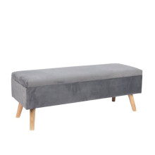 Banquette coffre - HELLOSHOP26 - Style contemporain - Rangement intégré - Velours - Pieds bois d'eucalyptus