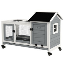 Gaiola para coelhos com rodinhas 108 x 58 x 73.5 cm com gaveta deslizante