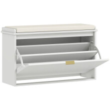 Banc à chaussures - HELLOSHOP26 - 80x26x47,5 cm - Assise rembourrée - Tiroir rabattable - Rangements 8 paires
