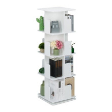 Bibliothèque rotative - HELLOSHOP26 - 4 niveaux - Blanc - Panneaux de particules - 125,5x39x39 cm