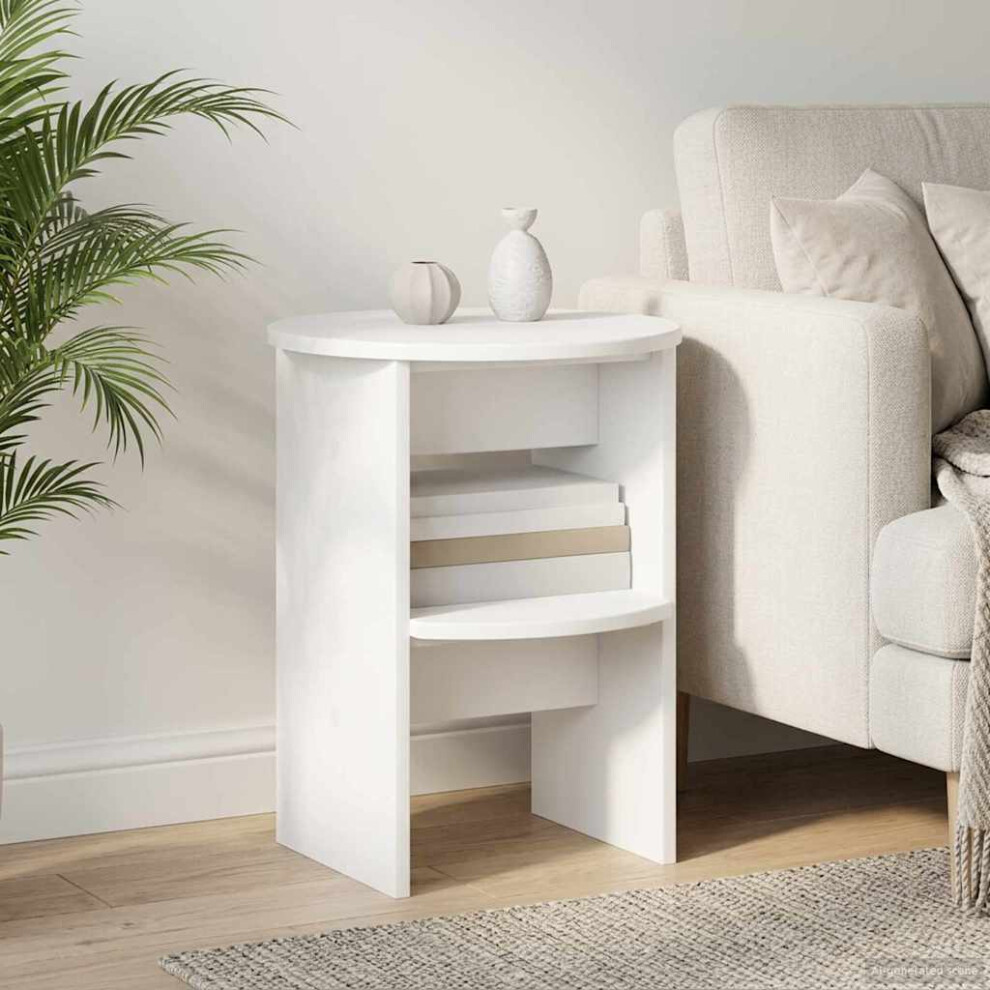 Vidaxl Side Cabinet White Ø40 X 50 Cm Engineered Wood