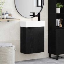 vidaXL Bathroom Vanity Unit with Tap Black Oak 45.5 x 22.5 x 84 cm