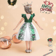 (3-4 Years, Green) 3-13 Years Christmas Party Kids Girls Princess Dress Ball Gown Swing Dresses Performance Costume Gifts V