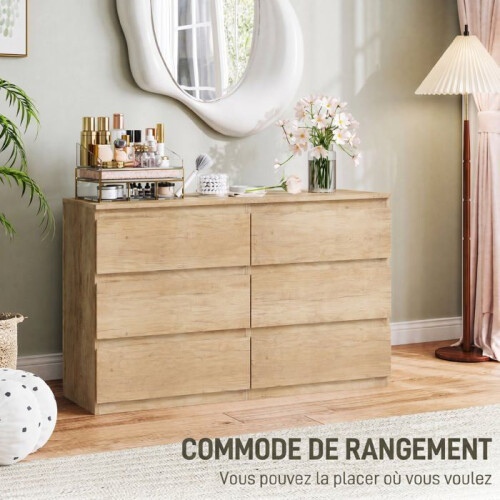 Commode de rangement 120 x 39 x 75 cm 6 tiroirs gain de place design 2