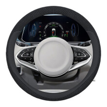 (D-black) Universal Ice Silk Steering Wheel Cover, Breathable Cool Car Interior Protector Fit Round & D-Shaped Steering Wheels