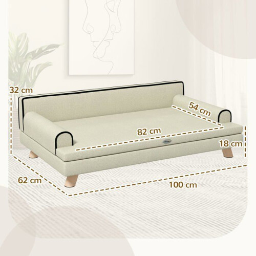 Cama para cachorro e gato com almofada removível, conforto e assento macio 100 x 62 x 32 cm 1