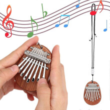 Solid Wood 8 Key Finger Piano Portable Musical Thumb Piano with Lanyard