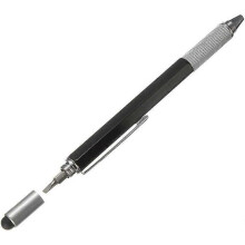 6 in 1 Tech-Tool Pen, Touch Screen Stylus/Flat-Head and Spirit Level Multifunction ToolBlack
