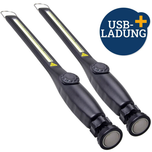 2x USB Werkstatt-Handlampe 4,5W COB LED Magnet + Haken