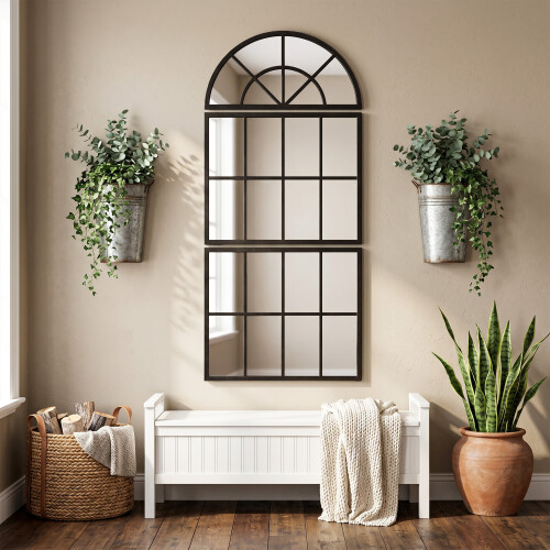Homcom HOMCOM Large Arched Wall Mirror with 3-Piece and Tempered Glass 2