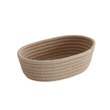 2 Cotton Rope Woven Baskets Closet Woven Storage Basket (26 x 16 x 8 cm, Khaki)