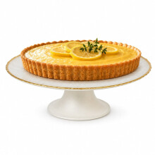 Textured Glass Cake Stand Gold Rim