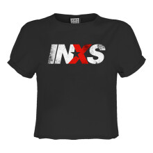 (S, Charcoal) Amplified Womens/Ladies INXS Logo Crop Top