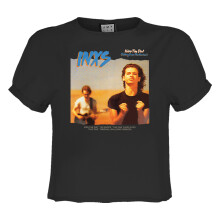(S, Charcoal) Amplified Womens/Ladies Kiss The Dirt INXS Crop Top