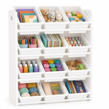 (Tall 4 Tier, White) Multi-Tier Kids Toy Storage Organiser Bins