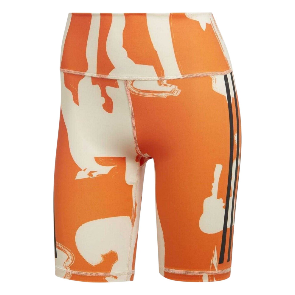 Adidas (6 Uk, Orange/Beige) Womens/Ladies Thebe Magugu Striped Cycling Shorts