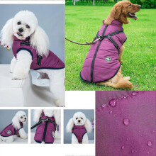 (XL) Large Pet Dog Jacket With Harness Winter Warm Dog Clothes Waterproof