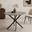 (Greige Oak) 80cm Round Dining Table w/ Intersecting Metal Legs 5