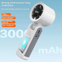 Handheld Infinitely Variable Speed Folding Fan 120 Wind Speeds Adjustable Portable Turbo Fan for Outdoor Travel Grey