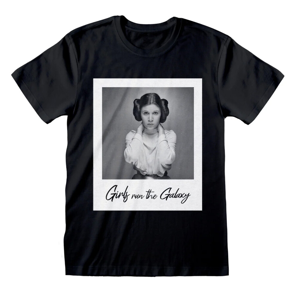 Star Wars (S, Black) Unisex Adult Girls Run The Galaxy Princess Leia T-Shirt