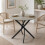 (Greige Oak) 80cm Round Dining Table w/ Intersecting Metal Legs 2