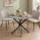 (Greige Oak) 80cm Round Dining Table w/ Intersecting Metal Legs 3