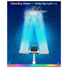 Solar Pool Fountain with RGB LED Lights Remote, 360 Dual Spray Water Sprinkler 11 Color 6 Mode Cooling Fountain