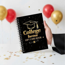 (B) College Survival Gift Card Book, Funny Graduation Gift Card Holder For College Students