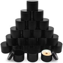 Paquete de 24 Latas de Vela con Tapas, Tarros de Metal para Hacer Velas, para Pequeñas Empresas y Almacenamiento DIY para Principiantes 8OZ