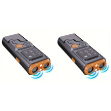 2X über USB Wiederaufladbarer Schall-Hundeabwehr mit Dualem Ultraschallsender und Hochfrequenz-LED-Taschenlampe, Anti-Bell-Gerät