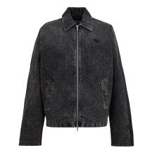 (XXL, Black) Diesel Mens Stone Wash Bomber Jacket