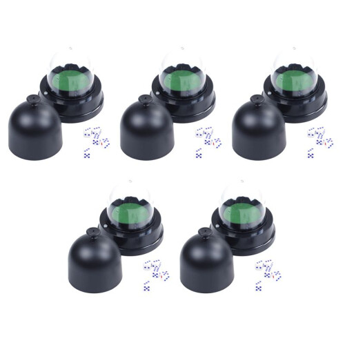 5X Automatic Dice Roller Cup Battery Powered Pub Bar Party Game  with 25 Dices Black