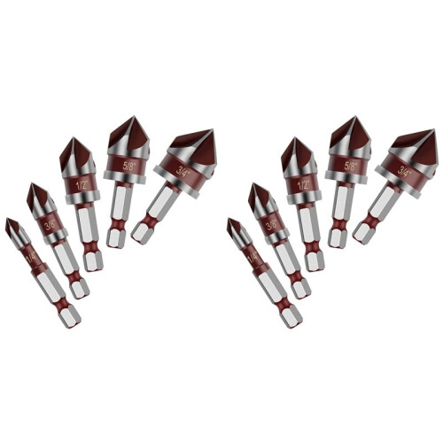 10PCS Countersink Drill Bit Set, 82 Degree HSS Counter Sink Drill Bit for Wood, Metal, Plastic Countersink Bit Set