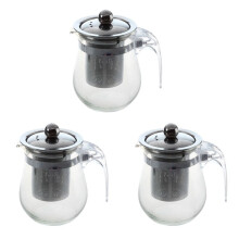 3X 350Ml Théière en Verre Transparent Résistant à la Chaleur de Théière de Fleur D'Infuseur D'Acier Inoxydable