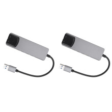 2X 6-In-1 Computer Sound Card 5.1 USB External Sound Card Multi-Function Audio Converter for Notebook Aluminum