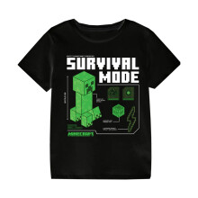 (12-13 Years, Black) Minecraft Childrens/Kids Survival Mode T-Shirt