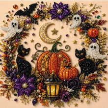 (Witch) Halloween Ghost Pearl Art DIY Kit 3D Fall Home Decor Wall Art Painting Crafts