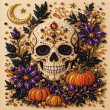 (Skull) Halloween Ghost Pearl Art DIY Kit 3D Fall Home Decor Wall Art Painting Crafts
