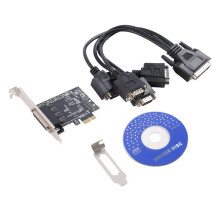 10X PCI-E Serial Port Card Pcie to 4 Serial Port RS232 9-Pin Industrial Control 4-Port Expansion Card AX99100 with Cable