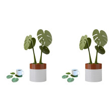 2 Ensemble de Sous-Verres Monstera Imprimés en 3D, Imperméables et Anti-Brûlures, Amusants et Magnétiques A