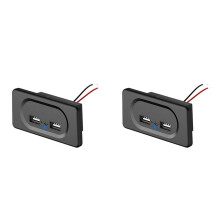 2X 4.8A Dual-USB Car Charger Socket 12V 24V pour Moto Auto Truck ATV Boat RV Bus Power-Adaptor Outlet LED Light