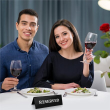 20 Pcs Reserved Table Signs, Black Acrylic Reserved Signs for Wedding, Double Sided Tent Reserved Seating Signs