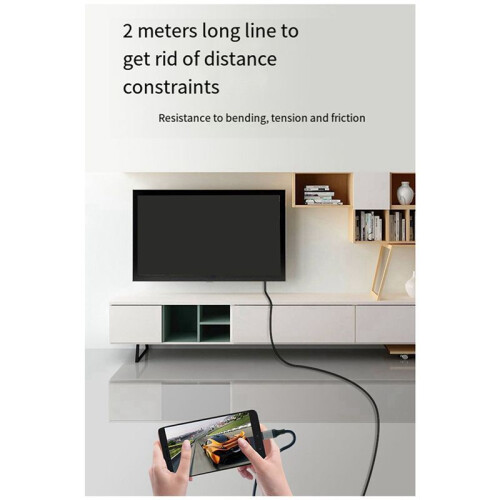 2X Câble HDTV USB3.1 4K Type-C Vers  pour Téléphone Android pour Connecter le Câble de Périphérique TV Même Écran 2M 2