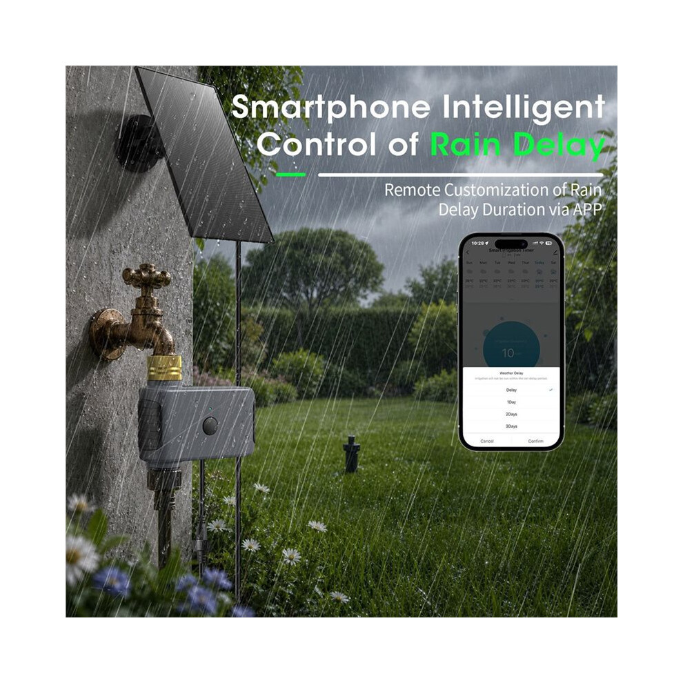 WiFi Water Timer with Solar Panel Intelligent Sprinkler 1 Zone Hose ...