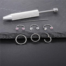 Horseshoe Nose Silver Double Gem for Septum Cartilage Piercing
