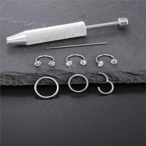 Horseshoe Nose  Silver Double Gem for Septum Cartilage Piercing 2