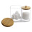 2X Suporte para Cotonetes de Algodão com Tampas de Bambu, Suporte de Acrílico Qtip Distribuidor de Bolas de Algodão 5