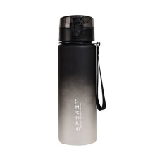 1000ml Frosted Gradient Water Bottle, Portable Sports Bottle with One-Touch Flip Lid Black-Gray