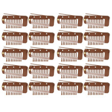 20 Pieces Chunni Clips with Safety Pins - 10 Teeth Strong Grip Flat Clips for Hijab , Wigs, Hair Extensions